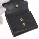 Christian Dior Trifold Wallet Leather Black Gold Auth 211978A-20