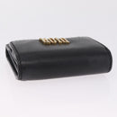 Christian Dior Trifold Wallet Leather Black Gold Auth 211978A-6