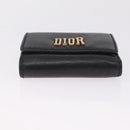 Christian Dior Trifold Wallet Leather Black Gold Auth 211978A-7