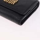 Christian Dior Trifold Wallet Leather Black Gold Auth 211978A-9