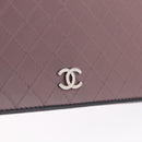 CHANEL Bicolore Long Wallet Leather Purple Silver CC Auth 211981V-12