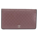 CHANEL Bicolore Long Wallet Leather Purple Silver CC Auth 211981V-2