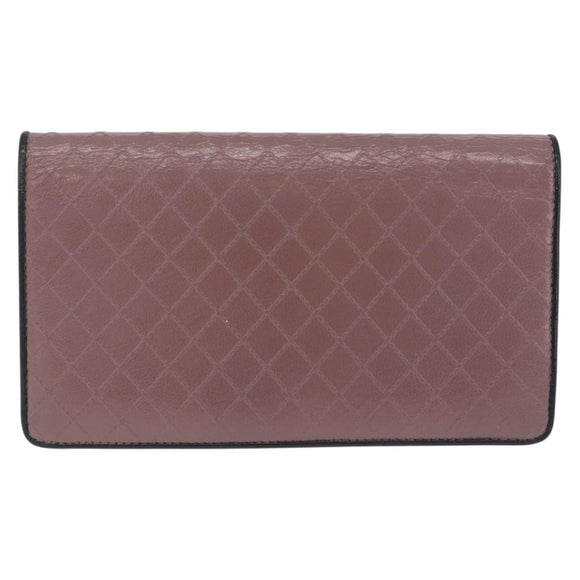 CHANEL Bicolore Long Wallet Leather Purple Silver CC Auth 211981V