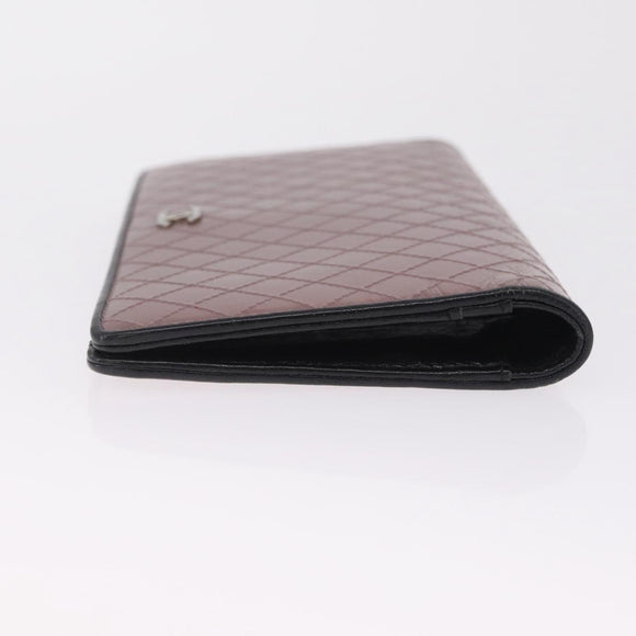 CHANEL Bicolore Long Wallet Leather Purple Silver CC Auth 211981V