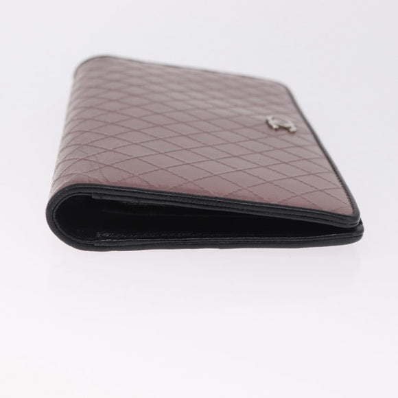 CHANEL Bicolore Long Wallet Leather Purple Silver CC Auth 211981V