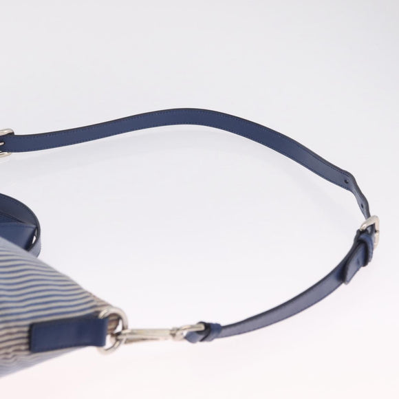 PRADA Hand Bag Canvas 2way Blue Silver Auth 211986A