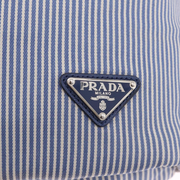 PRADA Hand Bag Canvas 2way Blue Silver Auth 211986A