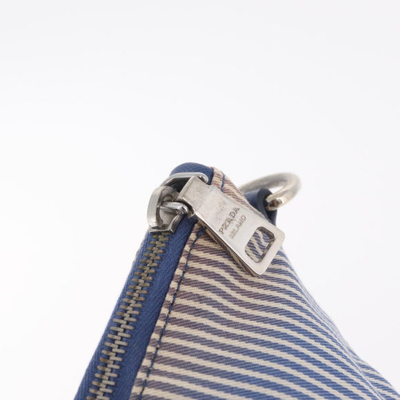 PRADA Hand Bag Canvas 2way Blue Silver Auth 211986A