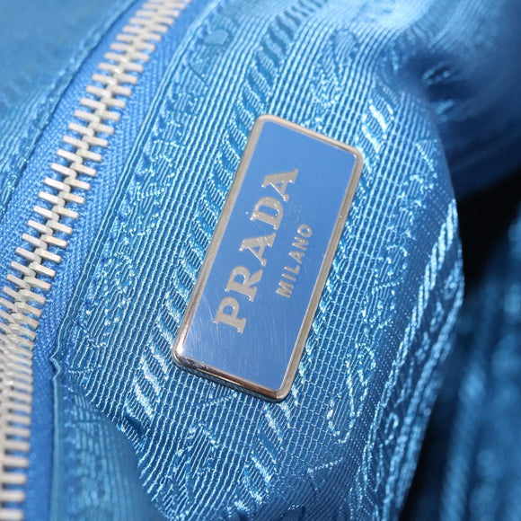 PRADA Hand Bag Canvas 2way Blue Silver Auth 211986A