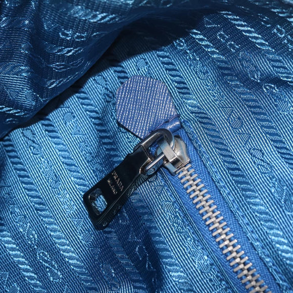 PRADA Hand Bag Canvas 2way Blue Silver Auth 211986A