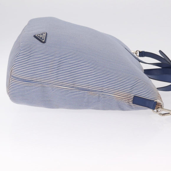 PRADA Hand Bag Canvas 2way Blue Silver Auth 211986A