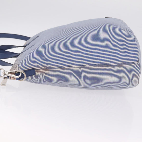 PRADA Hand Bag Canvas 2way Blue Silver Auth 211986A