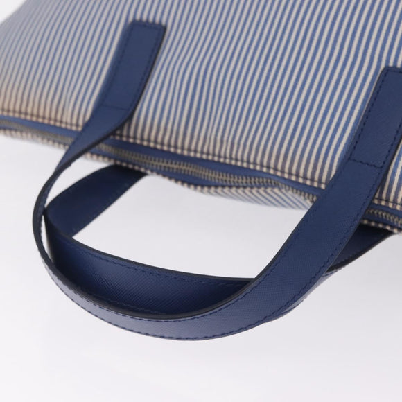 PRADA Hand Bag Canvas 2way Blue Silver Auth 211986A