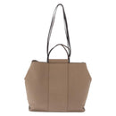 HERMES Cabak PM Hand Bag Canvas 2way Beige Silver Auth 211992-2