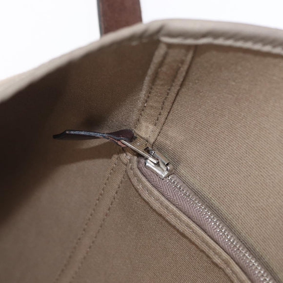 HERMES Cabak PM Hand Bag Canvas 2way Beige Silver Auth 211992