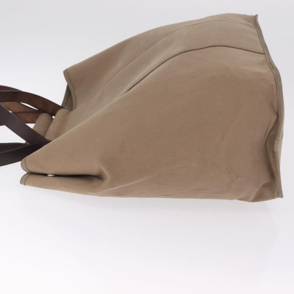 HERMES Cabak PM Hand Bag Canvas 2way Beige Silver Auth 211992