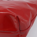 Salvatore Ferragamo Gancini Tote Bag Patent Leather Red Gold Auth 211993-13