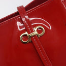 Salvatore Ferragamo Gancini Tote Bag Patent Leather Red Gold Auth 211993-15