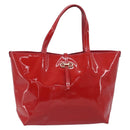 Salvatore Ferragamo Gancini Tote Bag Patent Leather Red Gold Auth 211993-2