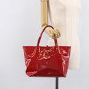 Salvatore Ferragamo Gancini Tote Bag Patent Leather Red Gold Auth 211993-24