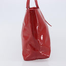 Salvatore Ferragamo Gancini Tote Bag Patent Leather Red Gold Auth 211993-4