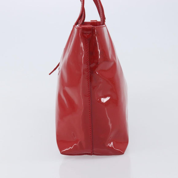 Salvatore Ferragamo Gancini Tote Bag Patent Leather Red Gold Auth 211993