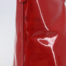 Salvatore Ferragamo Gancini Tote Bag Patent Leather Red Gold Auth 211993-6