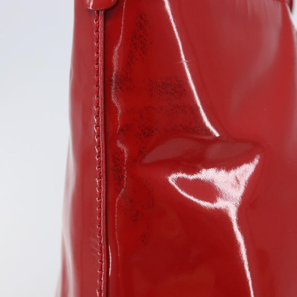 Salvatore Ferragamo Gancini Tote Bag Patent Leather Red Gold Auth 211993