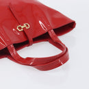 Salvatore Ferragamo Gancini Tote Bag Patent Leather Red Gold Auth 211993-8