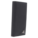 PRADA Long Wallet Safiano Leather Black Silver Auth 211994A-1
