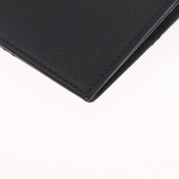PRADA Long Wallet Safiano Leather Black Silver Auth 211994A