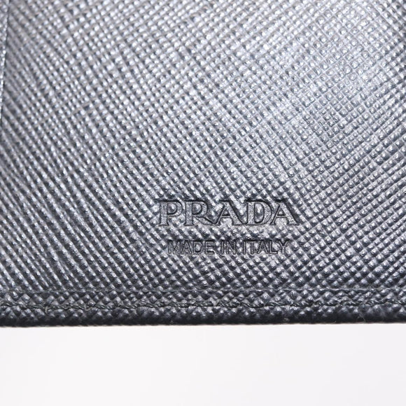 PRADA Long Wallet Safiano Leather Black Silver Auth 211994A