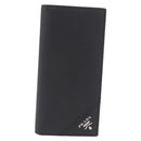 PRADA Long Wallet Safiano Leather Black Silver Auth 211994A-2