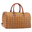 MCM Logogram Vicetos Boston Bag PVC Leather Brown Gold Auth 212001A-1