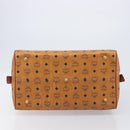 MCM Logogram Vicetos Boston Bag PVC Leather Brown Gold Auth 212001A-10
