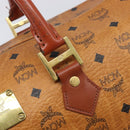 MCM Logogram Vicetos Boston Bag PVC Leather Brown Gold Auth 212001A-15