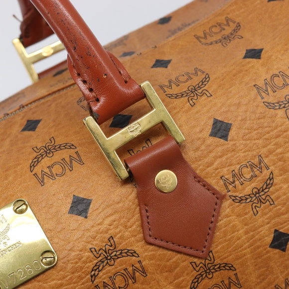 MCM Logogram Vicetos Boston Bag PVC Leather Brown Gold Auth 212001A