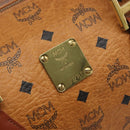 MCM Logogram Vicetos Boston Bag PVC Leather Brown Gold Auth 212001A-16