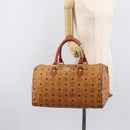 MCM Logogram Vicetos Boston Bag PVC Leather Brown Gold Auth 212001A-24