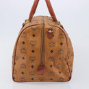 MCM Logogram Vicetos Boston Bag PVC Leather Brown Gold Auth 212001A-4