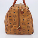 MCM Logogram Vicetos Boston Bag PVC Leather Brown Gold Auth 212001A-5