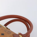 MCM Logogram Vicetos Boston Bag PVC Leather Brown Gold Auth 212001A-8