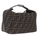 FENDI Zucca Canvas Hand Bag Black Brown Auth 212004-1