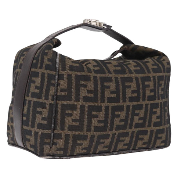FENDI Zucca Canvas Hand Bag Black Brown Auth 212004