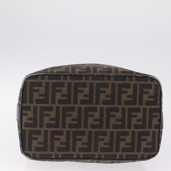 FENDI Zucca Canvas Hand Bag Black Brown Auth 212004