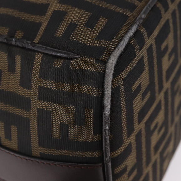 FENDI Zucca Canvas Hand Bag Black Brown Auth 212004