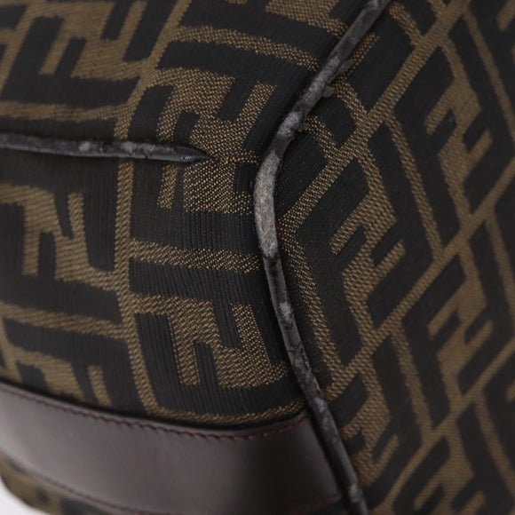 FENDI Zucca Canvas Hand Bag Black Brown Auth 212004