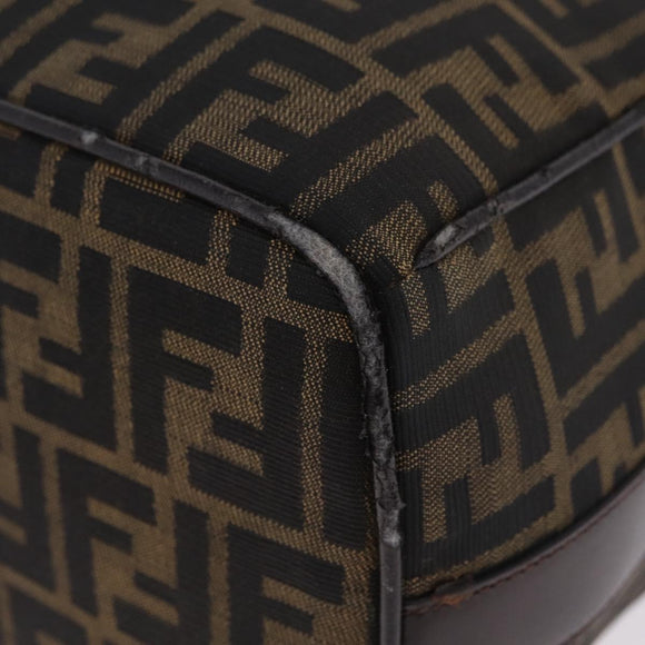 FENDI Zucca Canvas Hand Bag Black Brown Auth 212004