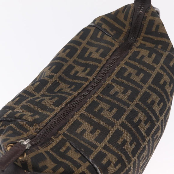 FENDI Zucca Canvas Hand Bag Black Brown Auth 212004