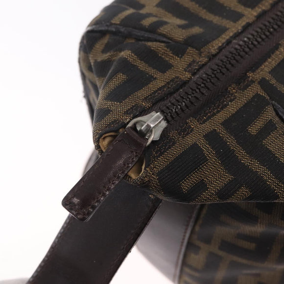 FENDI Zucca Canvas Hand Bag Black Brown Auth 212004